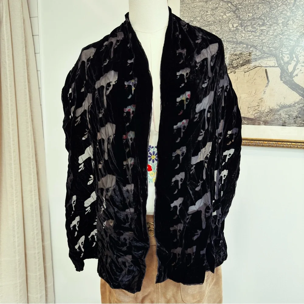 ✨ VINTAGE 1970s velvet & silk scarf / shawl - Picture 1 of 3